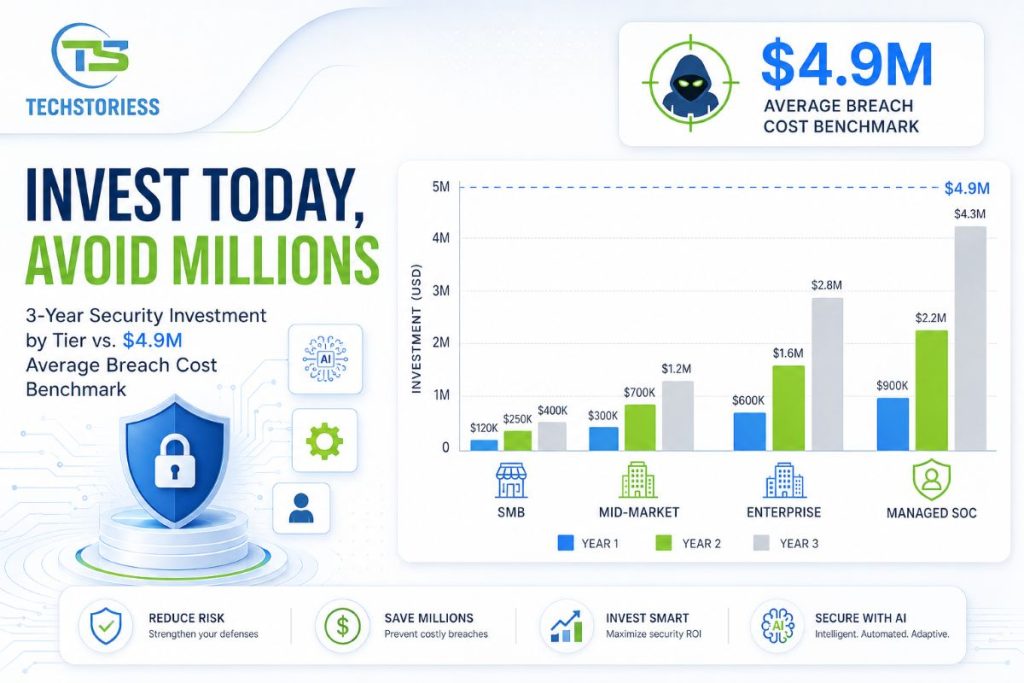 Bar chart comparing 3-year enterprise security stack cost